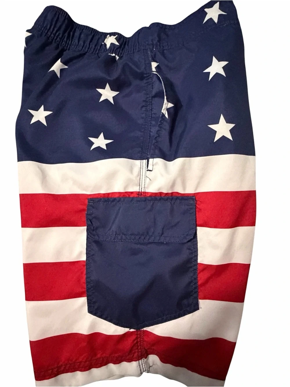 Bioworld Men's Stars & Stripes Swim Board Shorts - Blue, Red & White -L